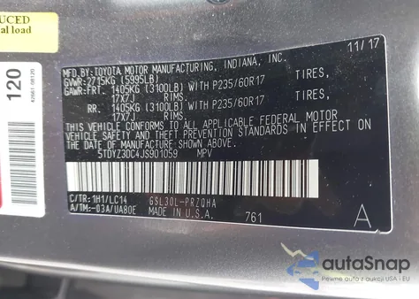 2018 Toyota Sienna Xle 8 Passenger z USA, uszkodzony, nr VIN 5TDYZ3DC4JS901059